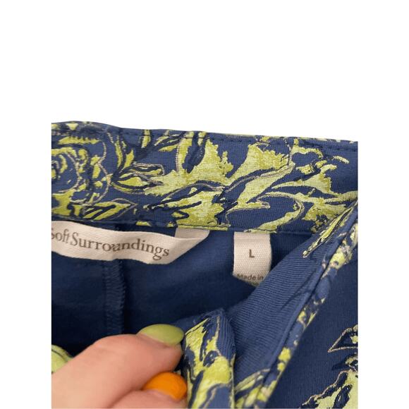 Soft Surroundings Women's Elisabetta Ankle Pants Blue Green Floral Size Large - Picture 5 of 9